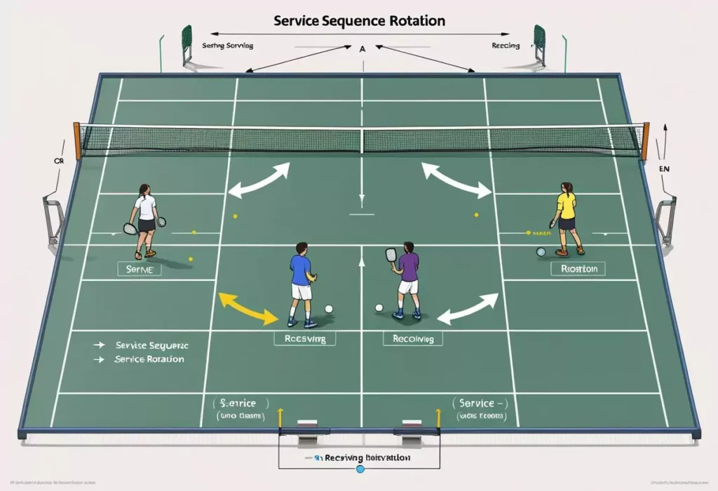Fundamental Pickleball Rules, Service Sequence and Rotation